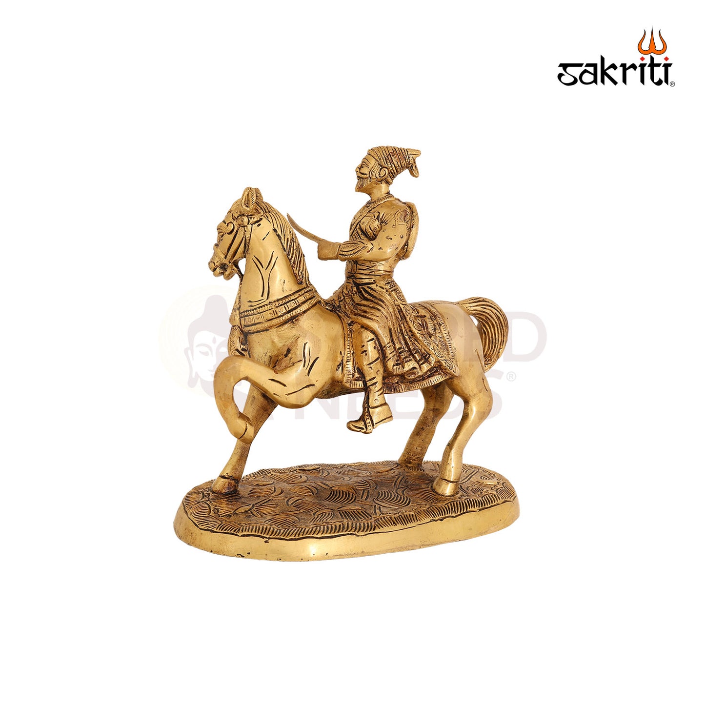 BRASS SIVAJI WITH HORSE