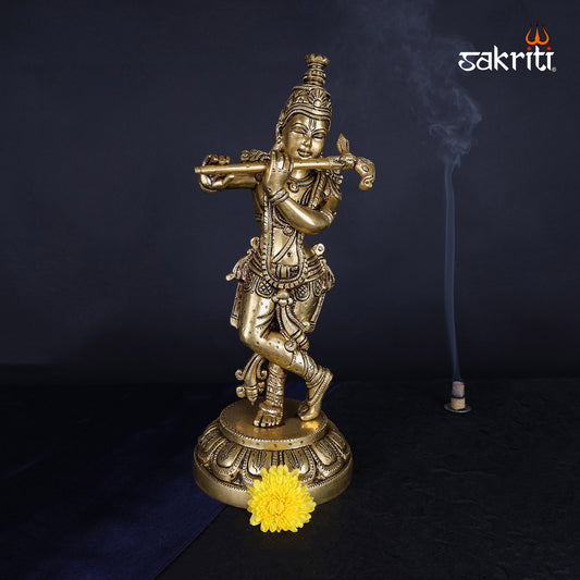 Pure Brass,Krishna,Krishnan,Gopal,Statue,Temple,Pooja Room,Home decor,Gift.