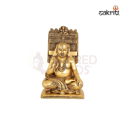 Brass Raghavendra Idol – 10.5 Inch Saint Guru Idol for Devotional Spaces
