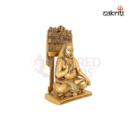 Brass Raghavendra Idol – 10.5 Inch Saint Guru Idol for Devotional Spaces