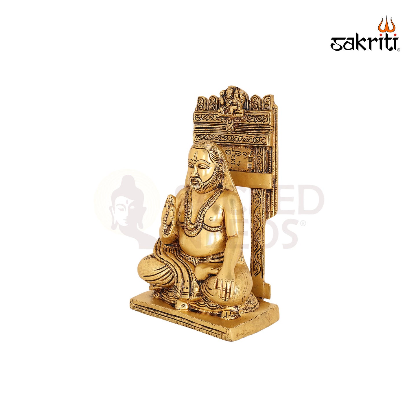 Brass Raghavendra Idol – 10.5 Inch Saint Guru Idol for Devotional Spaces