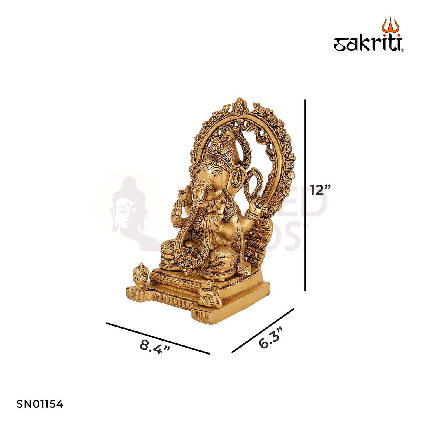 Brass Ganesha with Arch – 12 Inch Vinayaka Idol in Ornamental Frame