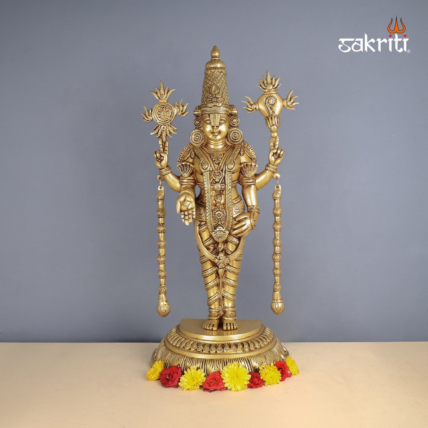 Pure Brass,Shankh Chakranamam Balaji,Perumal,Statue,Pooja Room, Home 
Decore,Gift..