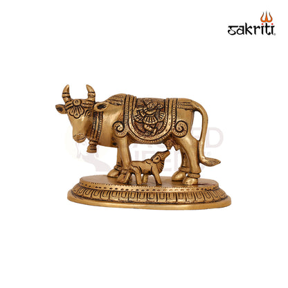 BRASS COW & CALF WITH BASE