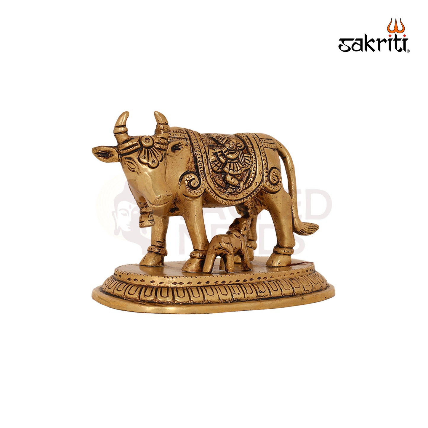 BRASS COW & CALF WITH BASE