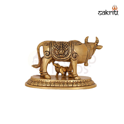 BRASS COW & CALF WITH BASE