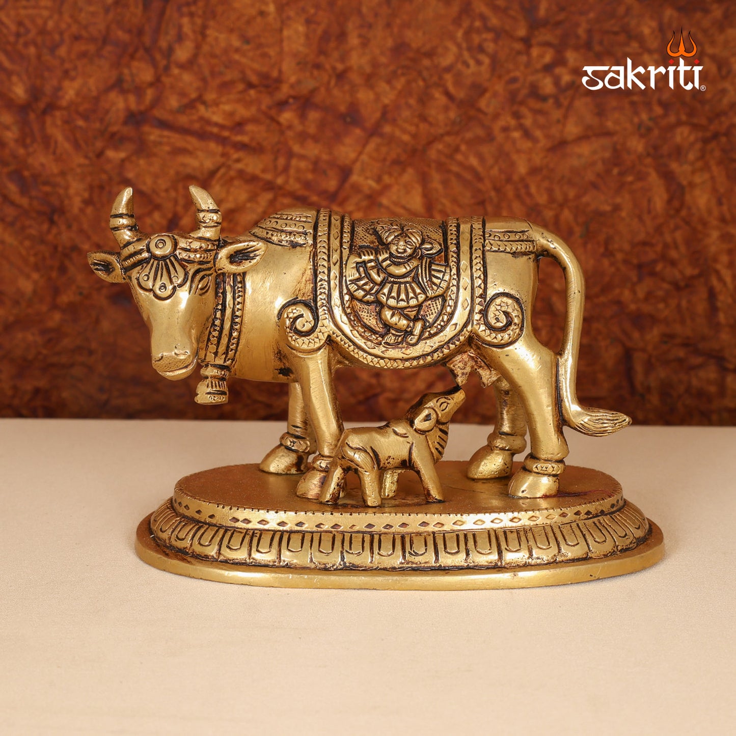 Pure Brass,Cow & Calf,Cow,Gomatha,Temple,Pooja Room,Home Decor,Gift.