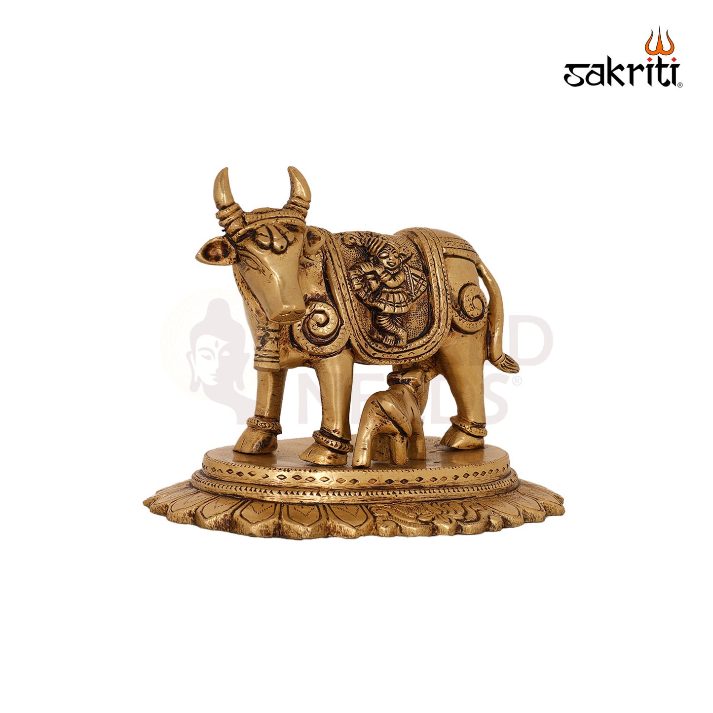 BRASS COW & CALF WITH BASE