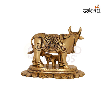 BRASS COW & CALF WITH BASE