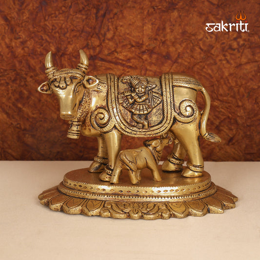 Pure Brass,Cow & Calf,Cow,Gomatha,Temple,Pooja Room,Home Decor,Gift.