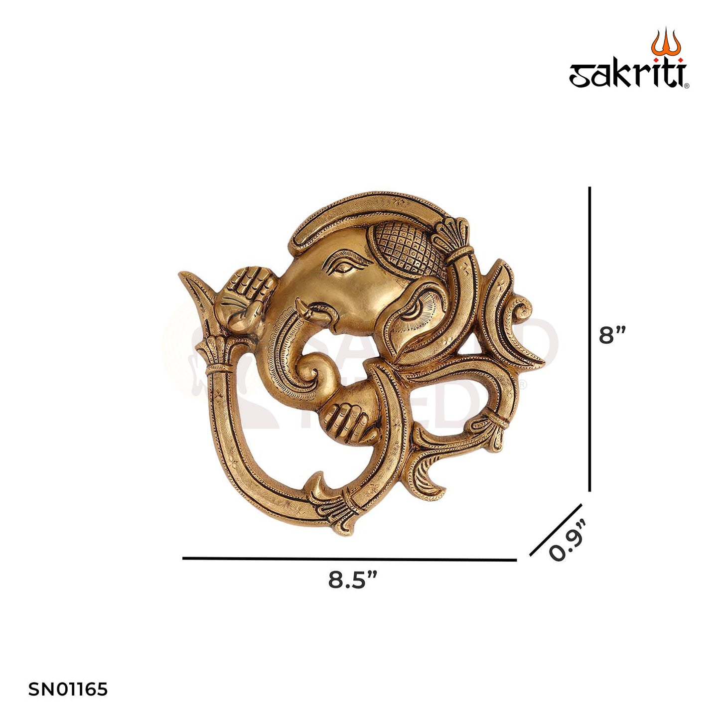 BRASS OM GANESH WALL MOUNTED PLATE