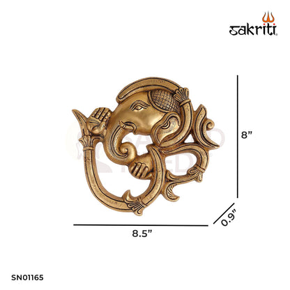 BRASS OM GANESH WALL MOUNTED PLATE