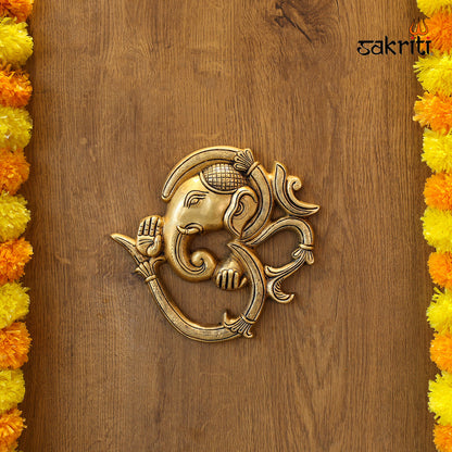 BRASS OM GANESH WALL MOUNTED PLATE