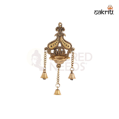 BRASS WALL MOUNTED DEEPAM WITH BELL