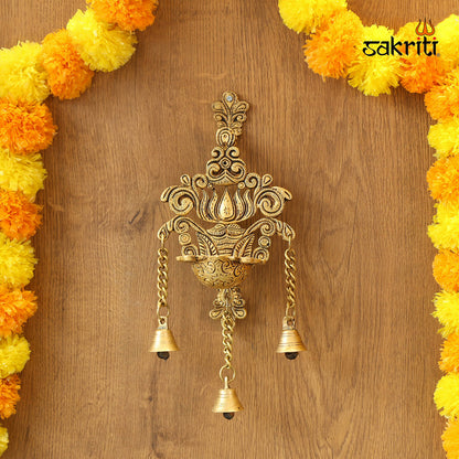 BRASS WALL MOUNTED DEEPAM WITH BELL