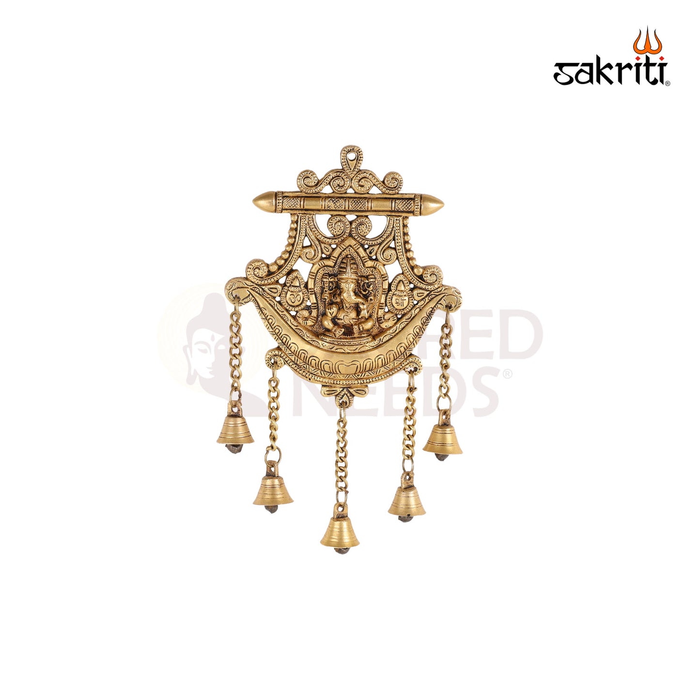 BRASS GANESH WALL MOUNTED WITH PLATE