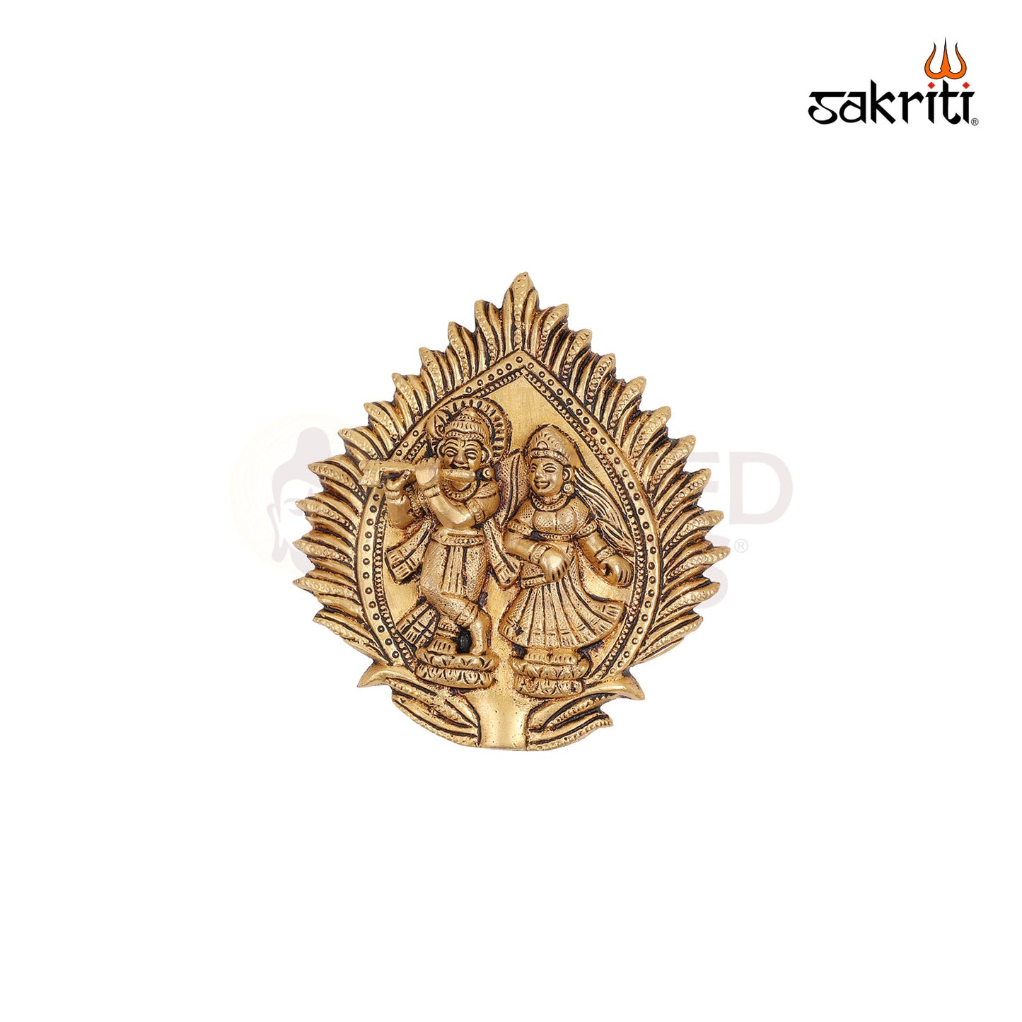 BRASS RADHA KRISHNA WALL MOUNTED PLATE