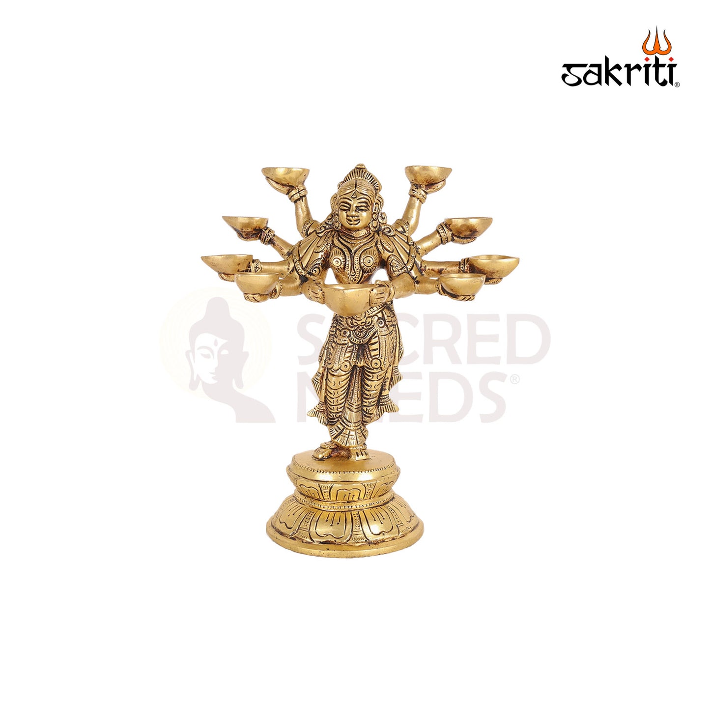 Brass Kaali Mata Idol – 9.2 Inch Fierce Goddess Statue for Navratri or Temple
