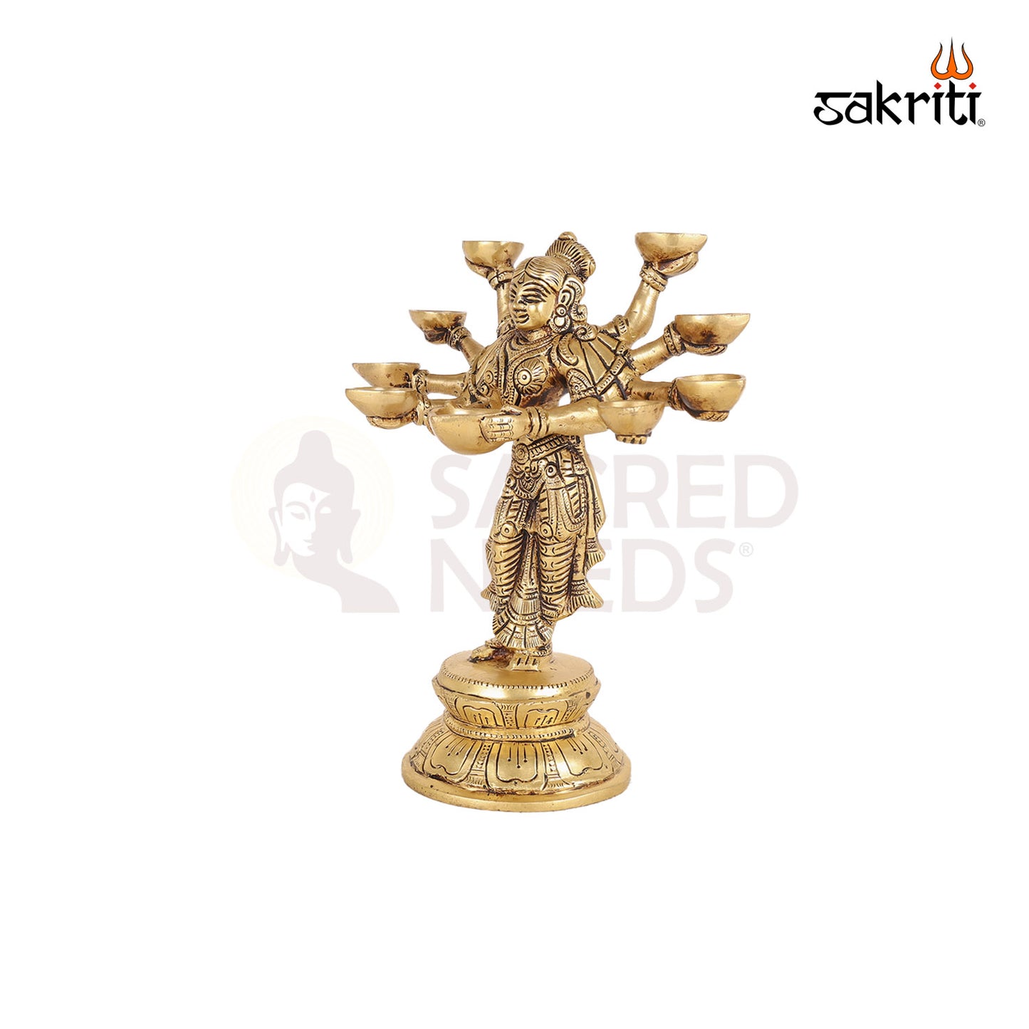 Brass Kaali Mata Idol – 9.2 Inch Fierce Goddess Statue for Navratri or Temple