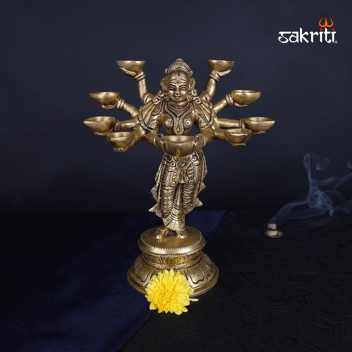 Brass Kaali Mata Idol – 9.2 Inch Fierce Goddess Statue for Navratri or Temple