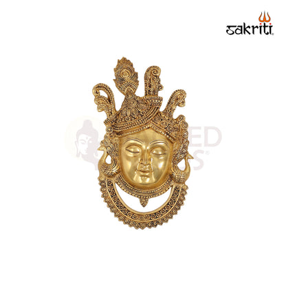 BRASS KRISHNA HEAD WALL MOUNTED PLATE