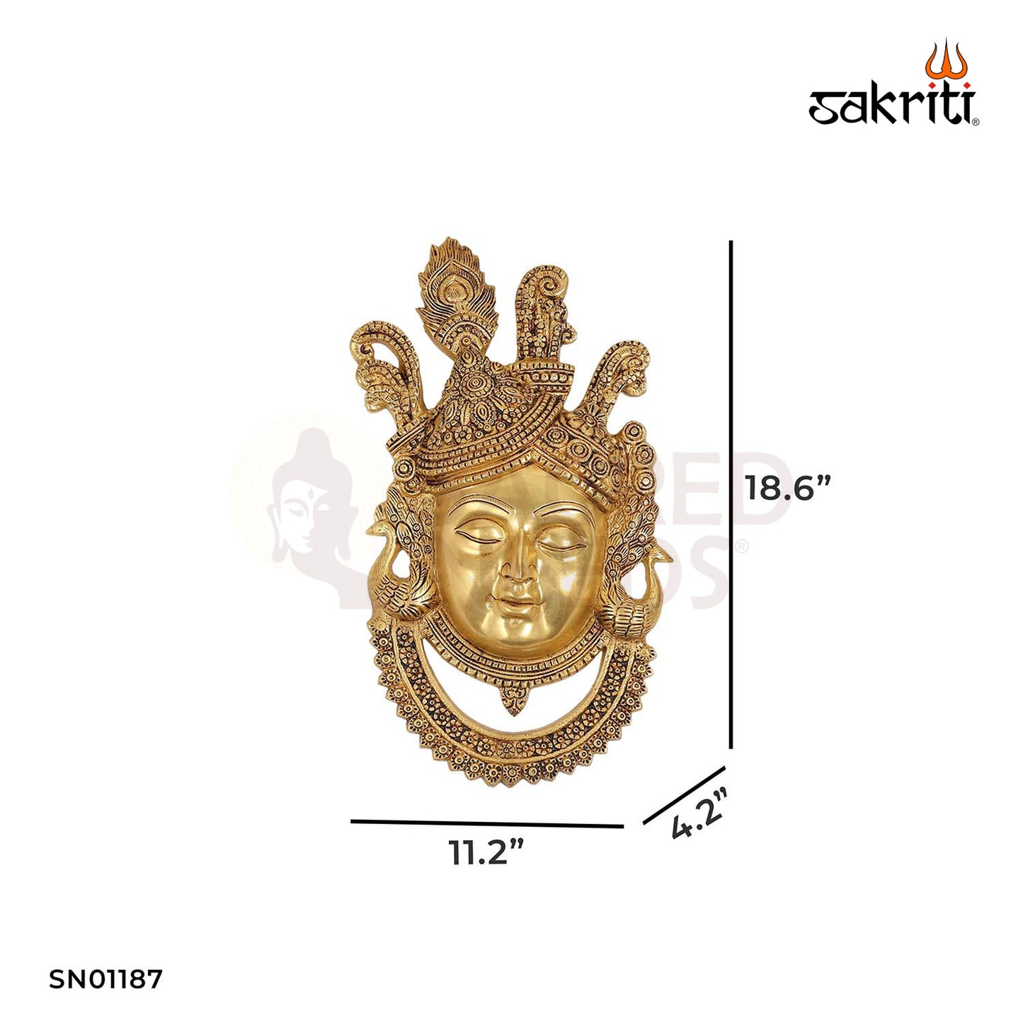 BRASS KRISHNA HEAD WALL MOUNTED PLATE