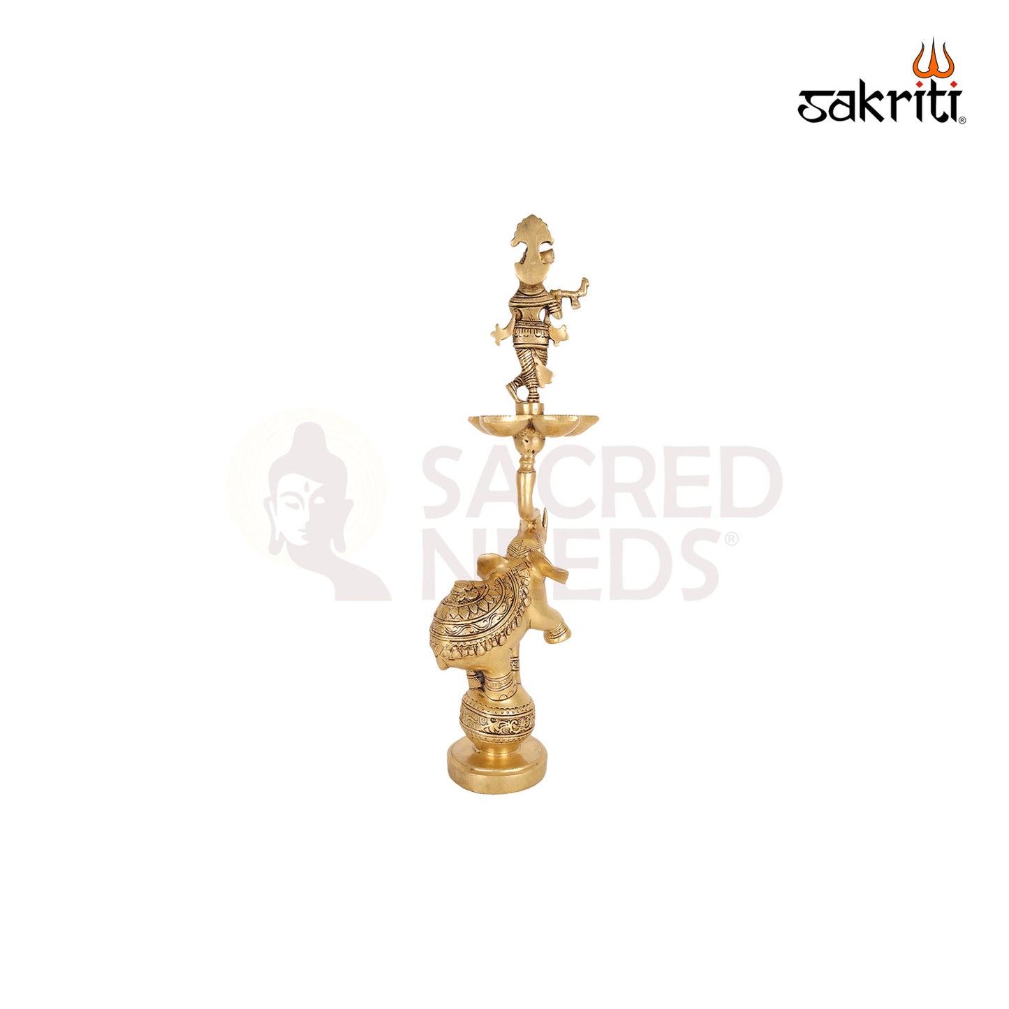 BRASS ELEPHANT WITH KRISHNA LAMP