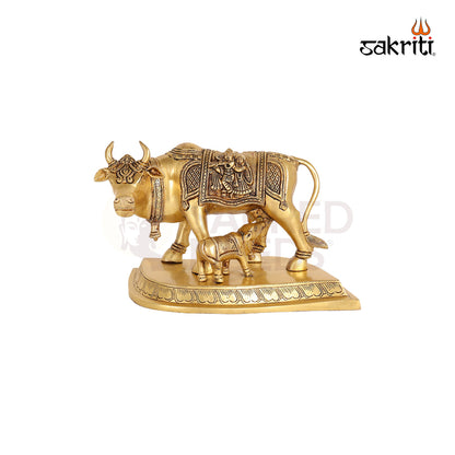 BRASS COW AND CALF  WITH BASE