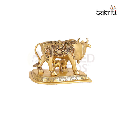 BRASS COW AND CALF  WITH BASE