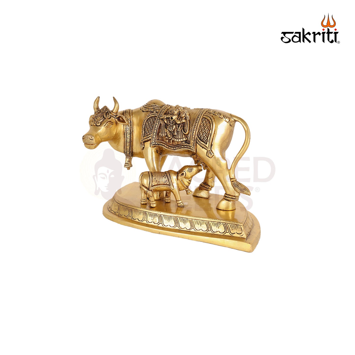 BRASS COW AND CALF  WITH BASE