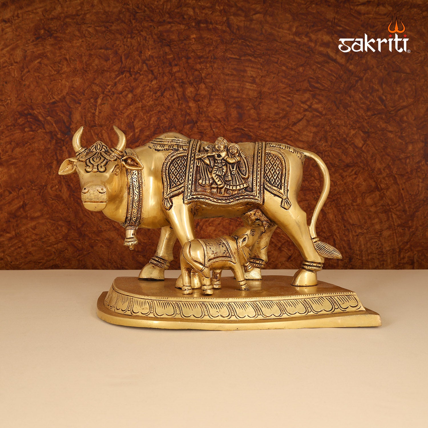 Pure Brass,Cow & Calf,Cow,Gomatha,Temple,Pooja Room,Home Decor,Gift.