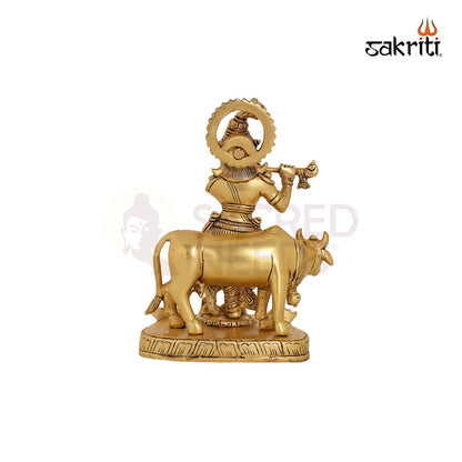 BRASS COW KRISHNA STANDING