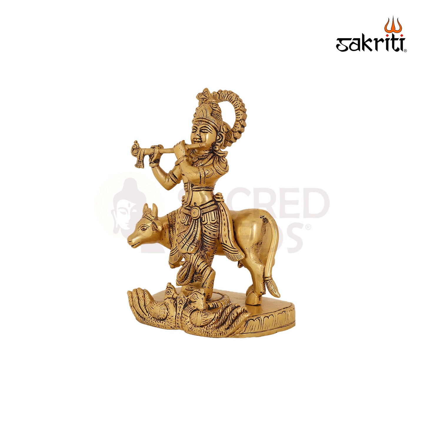 BRASS COW KRISHNA STANDING