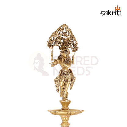 BRASS ANTIQUE KRISHNA VILAKKU