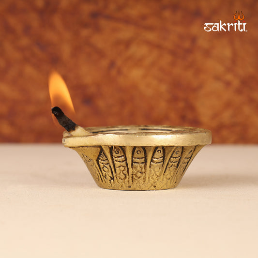 BRASS LEAF SWASTI DEEPAM