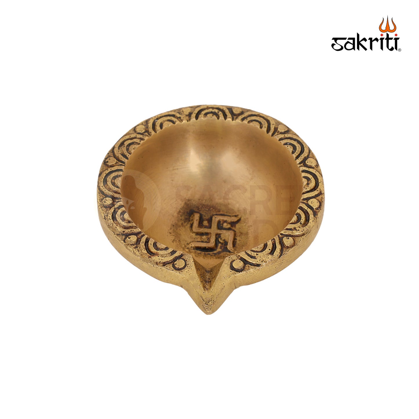Brass Swasti Deepam – 1.2 Inch Small Traditional Oil Lamp with Swastik Motif