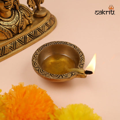 Brass Swasti Deepam – 1.2 Inch Small Traditional Oil Lamp with Swastik Motif