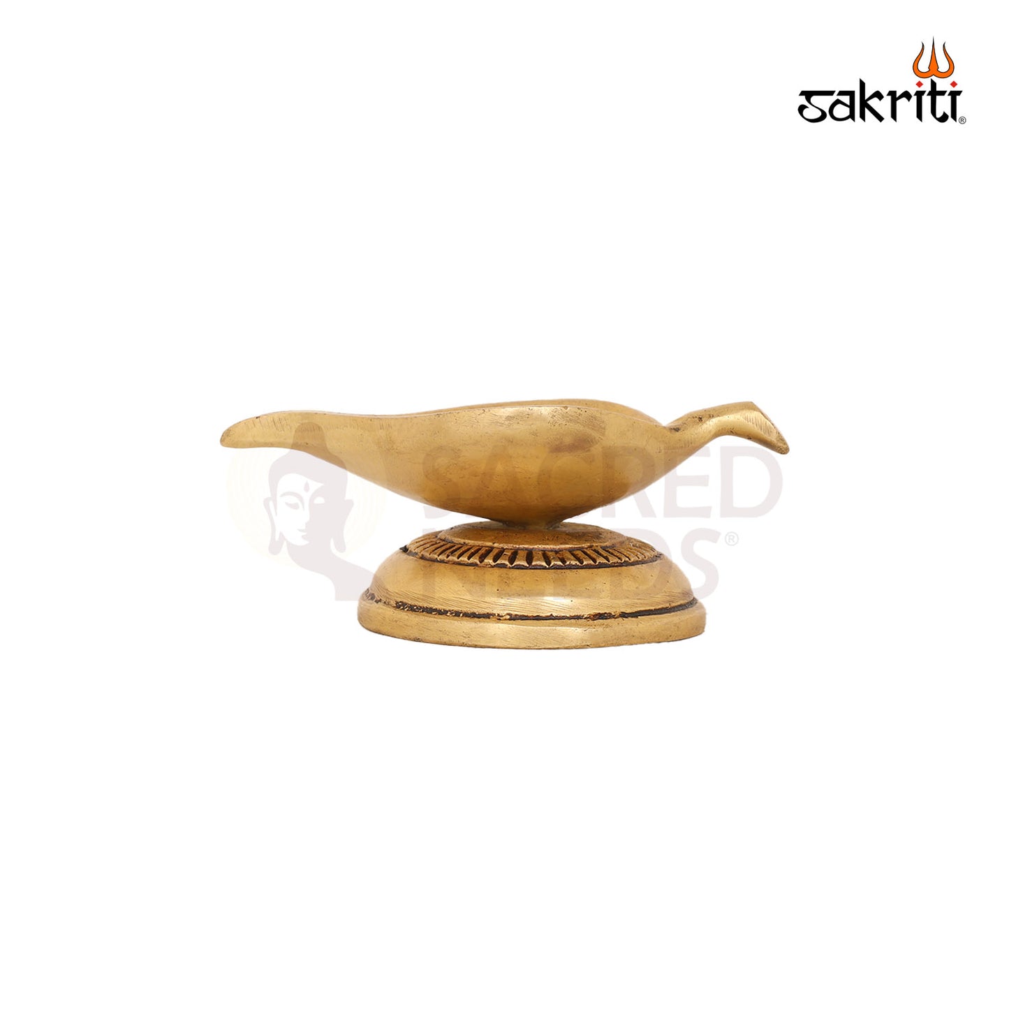 Brass Leaf Lamp with Stand – 1.6 Inch Elegant Deepam with Base Stand