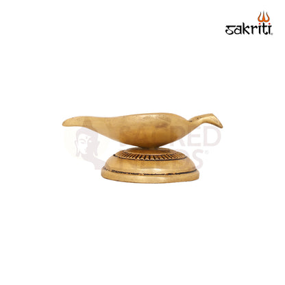 Brass Leaf Lamp with Stand – 1.6 Inch Elegant Deepam with Base Stand