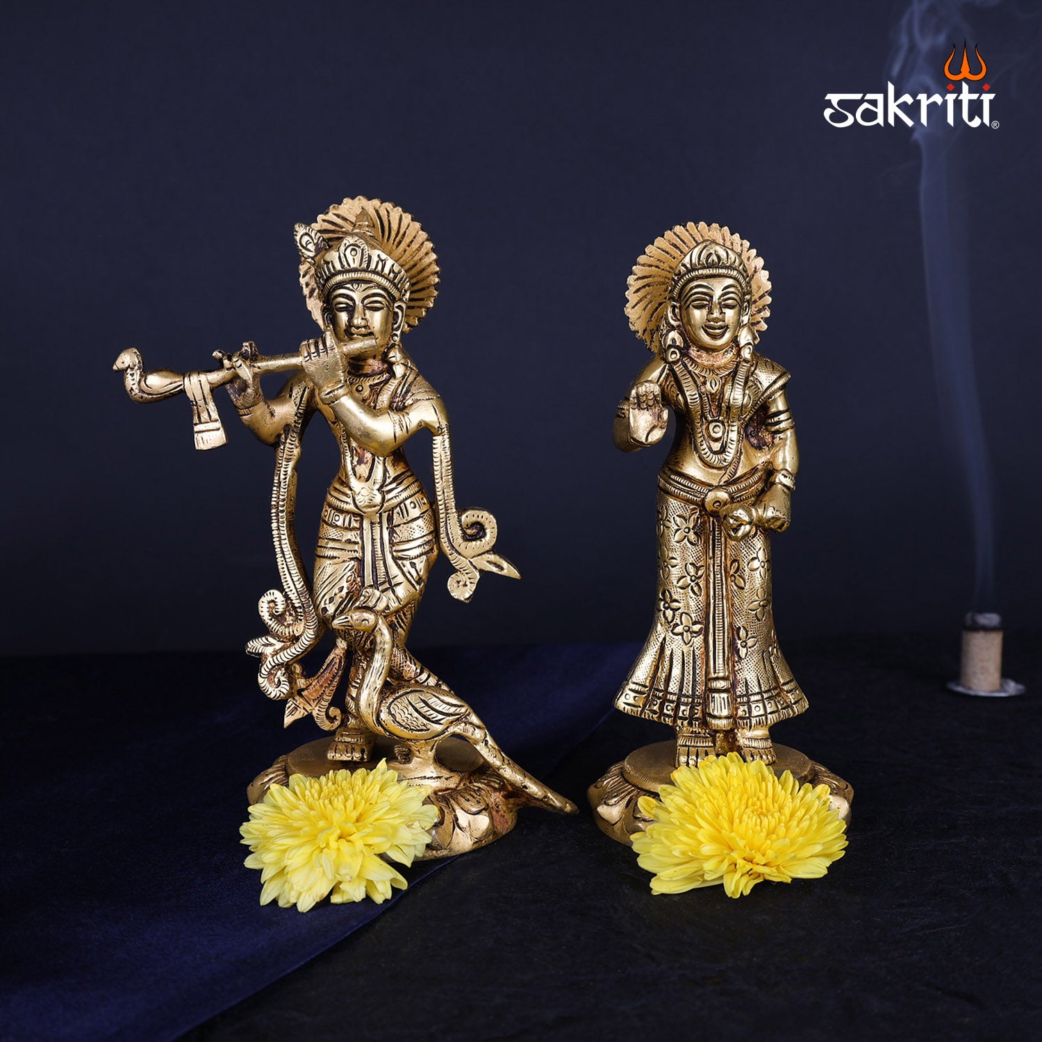 Brass Radha Krishna Set – 6.5 Inch Divine Couple Idol for Devotional D ...