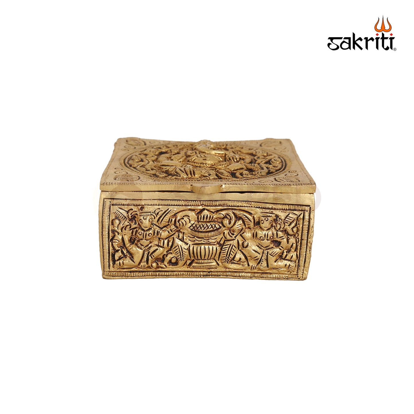 BRASS ANTIQUE BOX WITH GANESHA