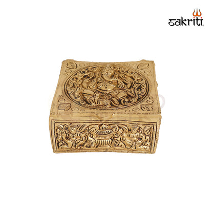 BRASS ANTIQUE BOX WITH GANESHA