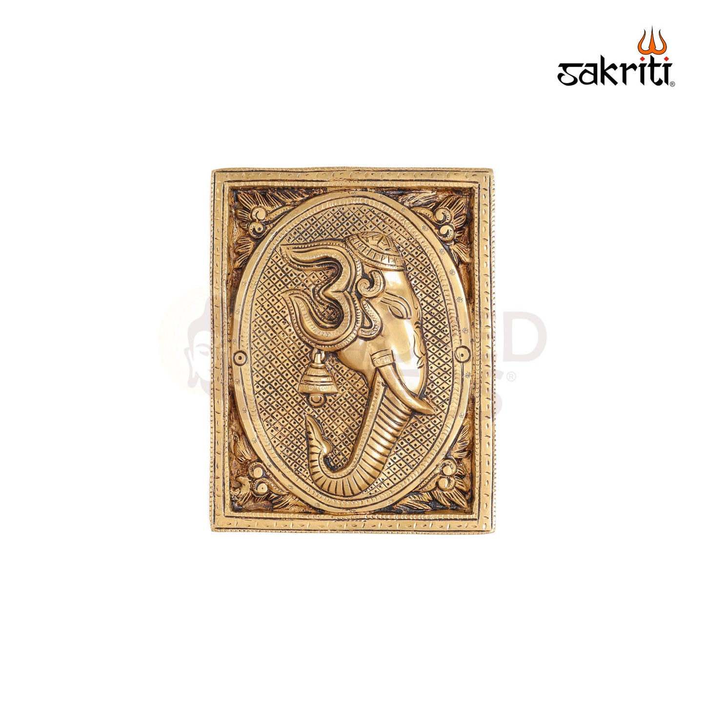 Brass Ganesha Wall Mounted Plate – 7.8 Inch Decorative Plate Featuring Lord Ganapati