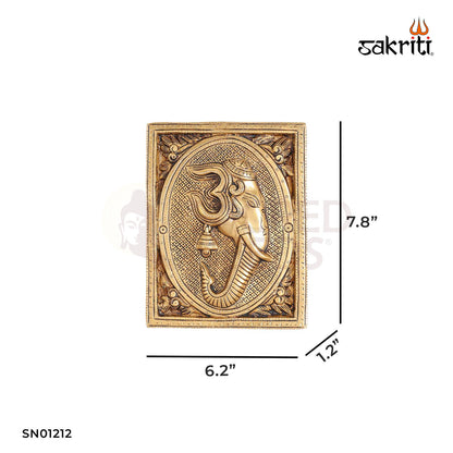 Brass Ganesha Wall Mounted Plate – 7.8 Inch Decorative Plate Featuring Lord Ganapati