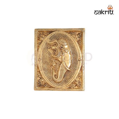 BRASS OM GANESH WALL MOUNTED PLATE