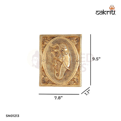 BRASS OM GANESH WALL MOUNTED PLATE