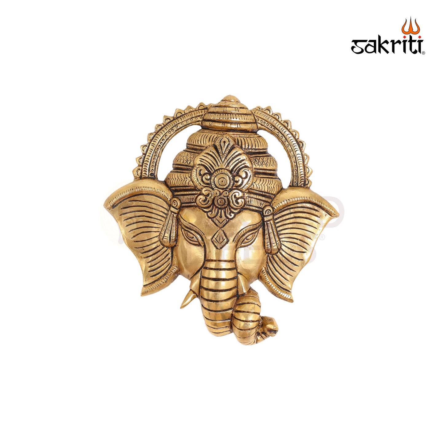 BRASS GANESHA HEAD WALL MOUNTED PLATE