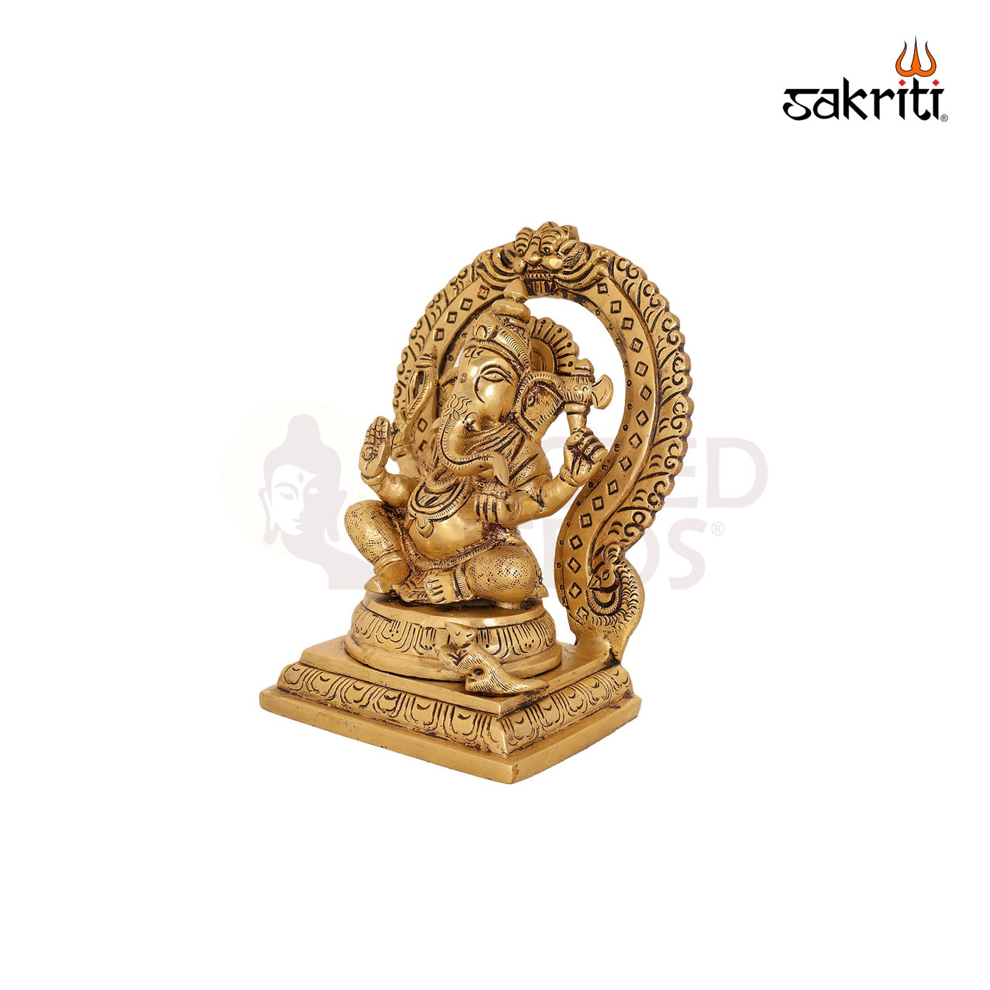 Brass Ganesha with Arch – 6.8 Inch Small Ganesha Idol with Ornamental Arch