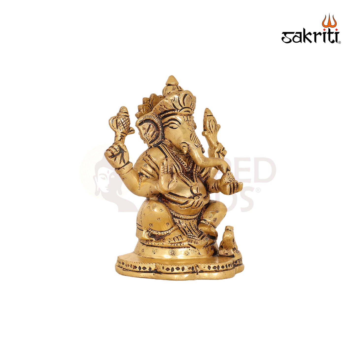 Ganesha with Flower Base – 5 Inch Vinayaka Idol on Ornamental Floral Base