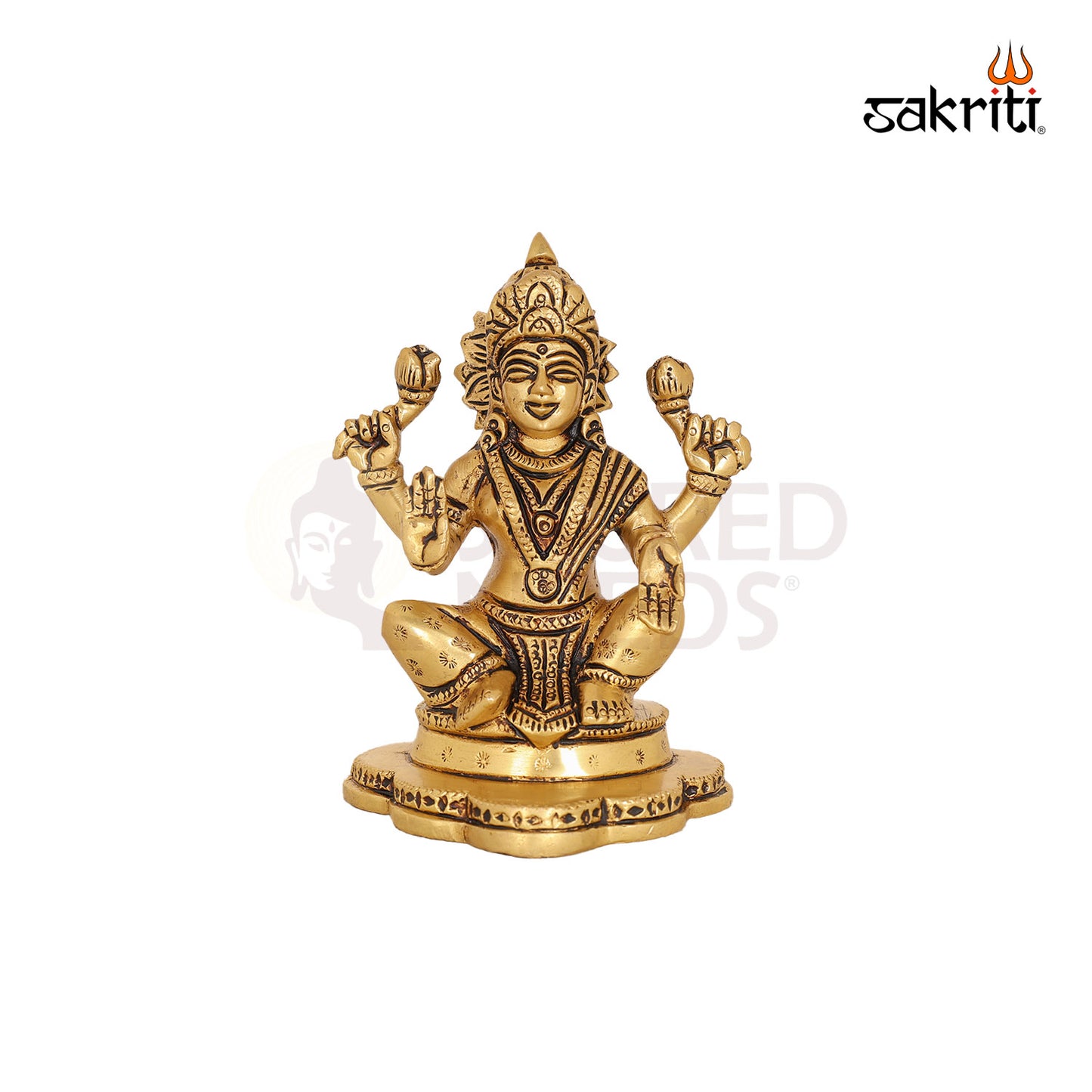 BRASS LAKSHMI WITH FLOWER BASE